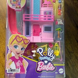 Mattel Polly Pocket Barbie House - Pink and Blue